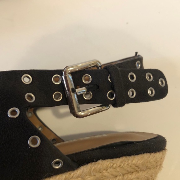 Report Caden sandals dark gray black espadrille wedge platform buckle size 10 - Picture 7 of 11